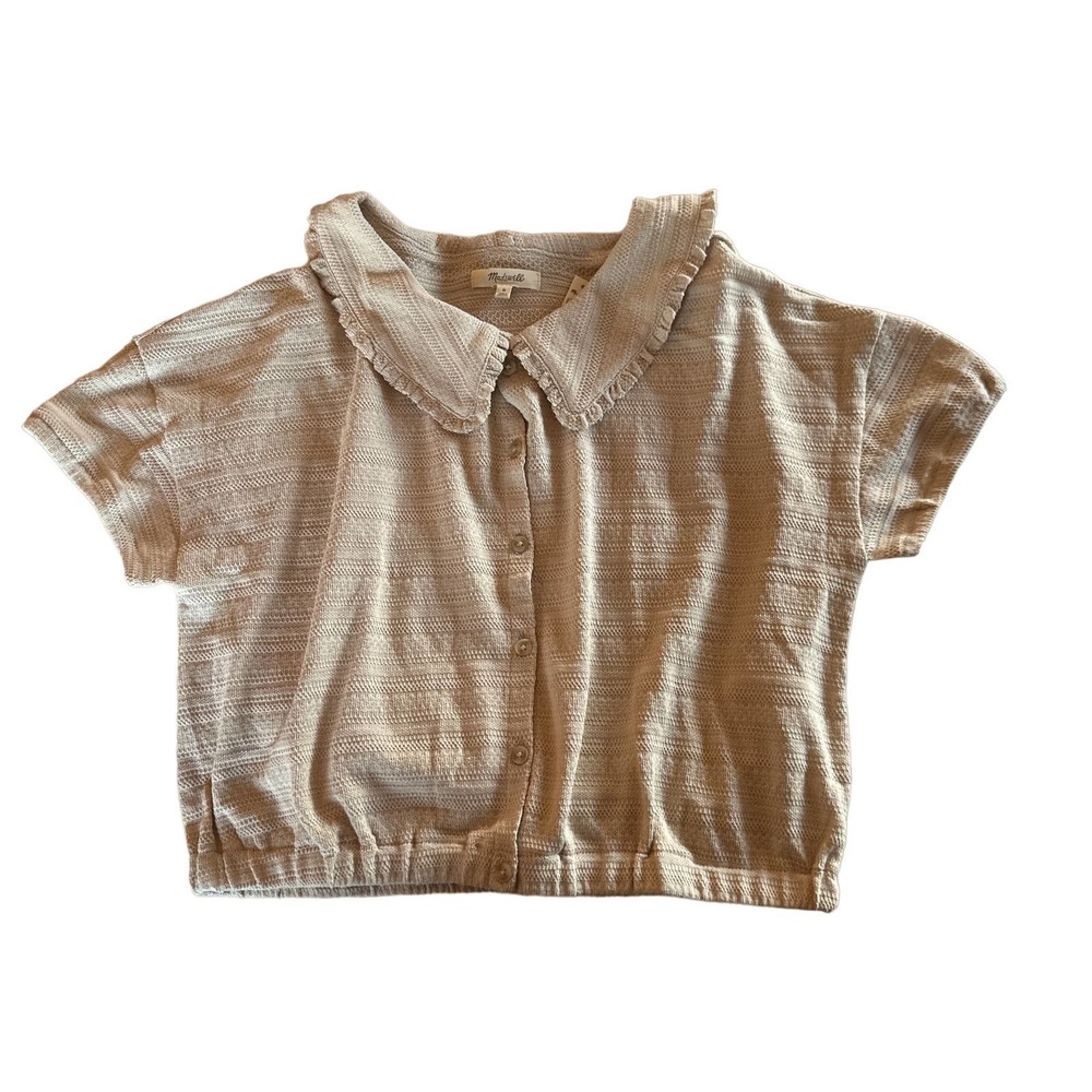 NWT - Madewell, Ruffle-Collared Cropped Shirt Sz. M ***SOLD OUT